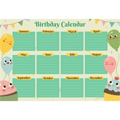 Classroom Birthday Calendar Balloon Design
